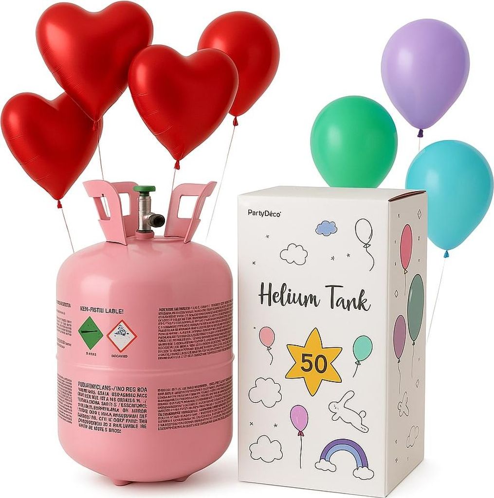 Butla z helem na 50 balonów, różowa Zdjęcie produktu 