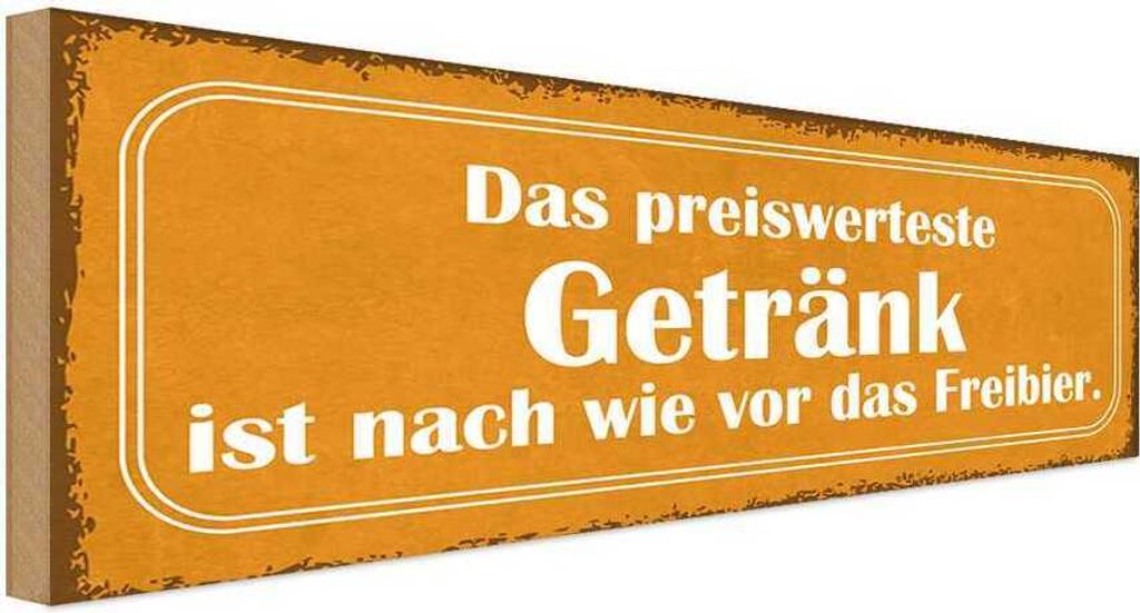 vianmo Holzschild 10x27 cm Bier das preiswerteste Getränk