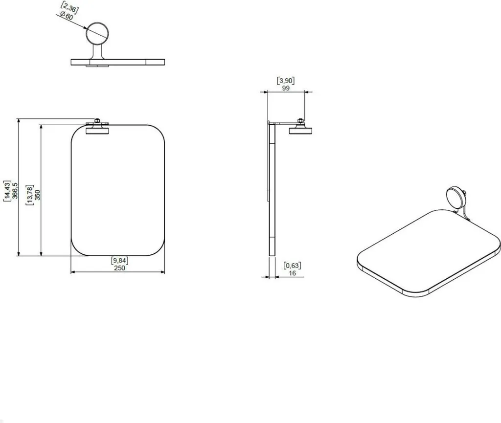 Tablette latérale pour support écran SMS EVER Side Shelf Dark Noir