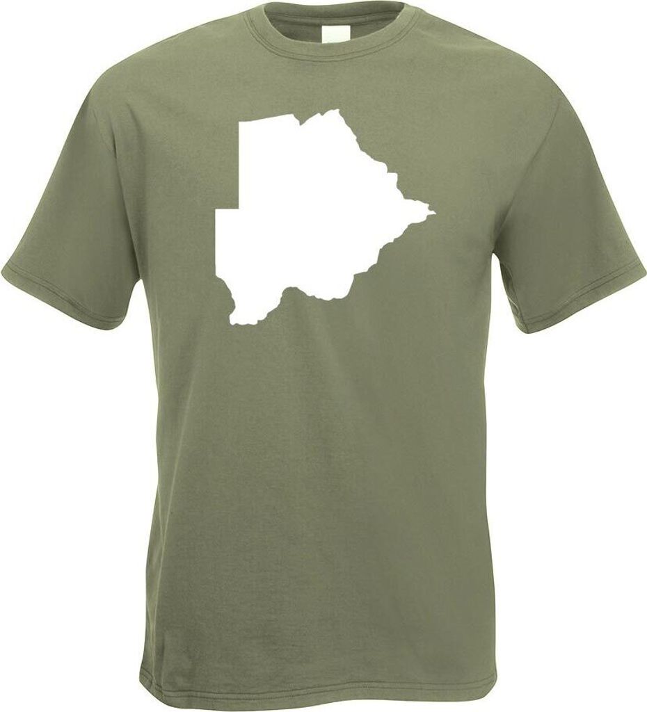 Kiwistar - T-Shirt - Olive - Botswana Umriss Kontur Herren Funshirt Bedruckt Design Sprüche Spruch Motive - mit Motiv Bedruckt - Funshirt Design -...