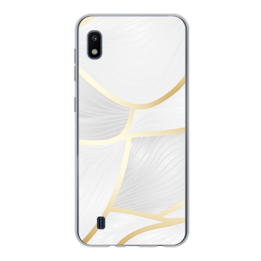 MuchoWow Handyhülle Schutzhülle Hülle für Samsung Galaxy A10 Abstraktes Muster mit goldenen Linien Silikon Softcase Handy Hülle - Schutzhülle