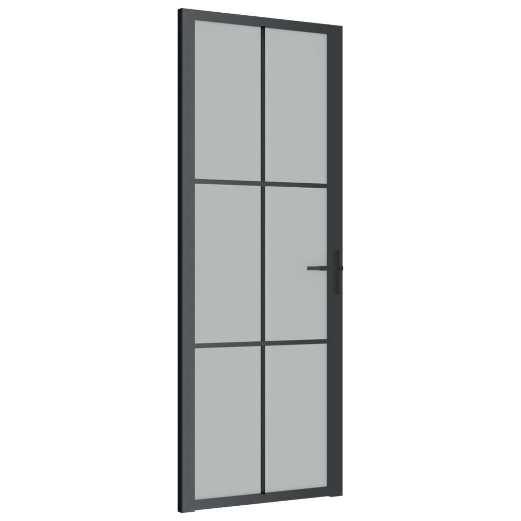 vidaXL Innentür 76x201,5 cm Schwarz Mattglas und Aluminium