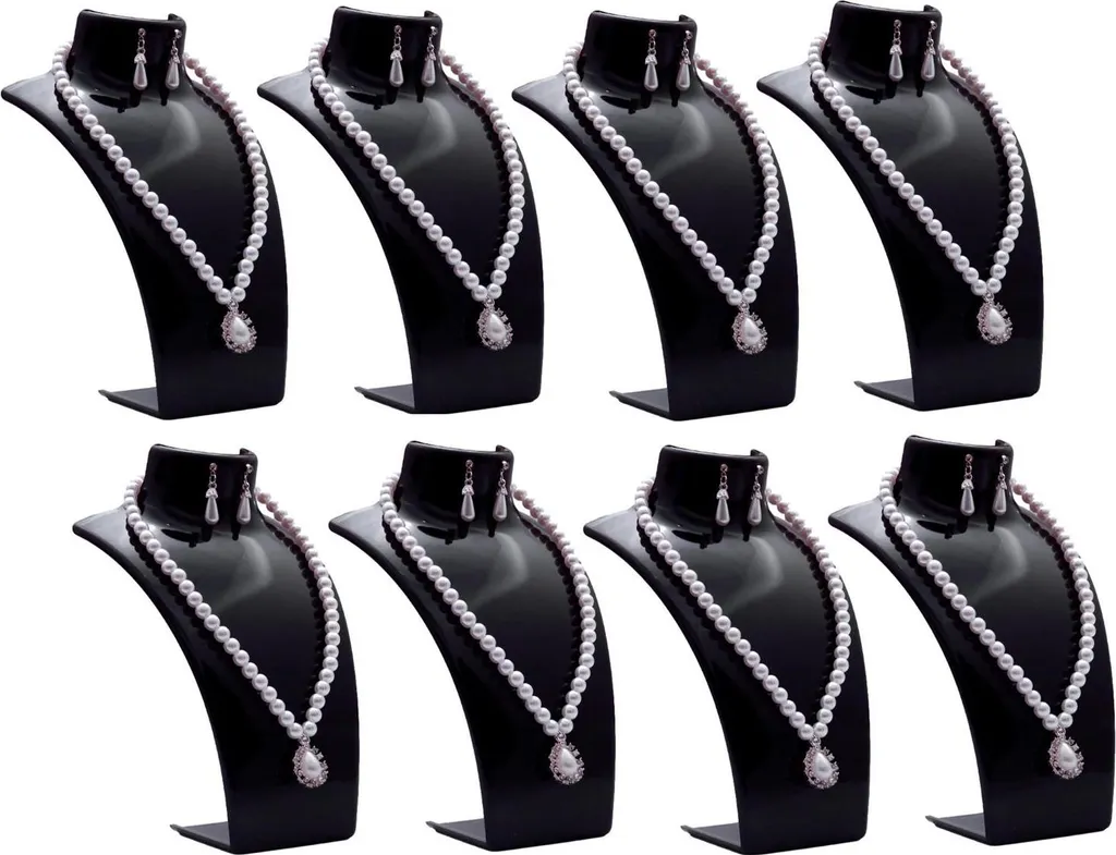 Pack de 8 présentoirs à bijoux noirs : fini les colliers emmêlés !