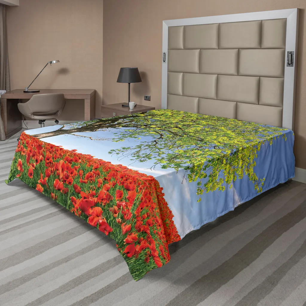 ABAKUHAUS Drap de Lit Coquelicot 244x205 cm en Microfibre Douce Rouge