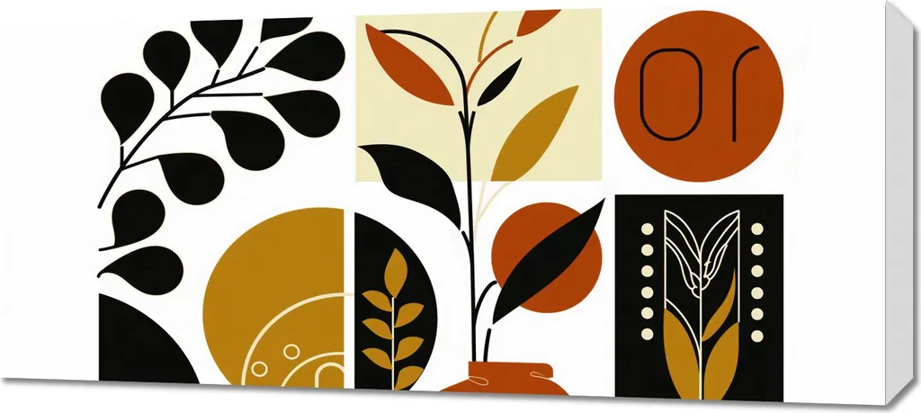 Quadro Botanico 90x40 cm - Collage Rilassante per Camera e Spa