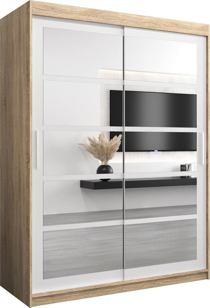 Kleiderschrank, Schiebetürenschrank Schlafzimmer, Schrank mit Spiegel ROMA 2 150 cm