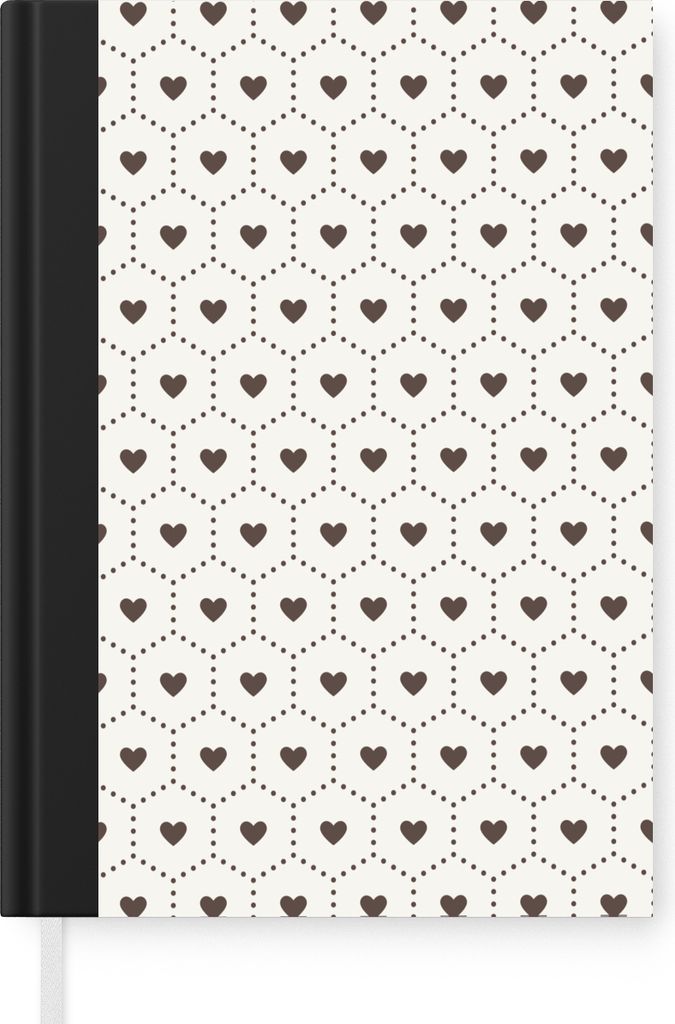 MuchoWow Notizbuch Tagebuch Haushaltsbuch Notebook A5 Herz - Design - Geometrie - Muster - Notizblock - Notizheft - Notebook - Schreibblock - Papier