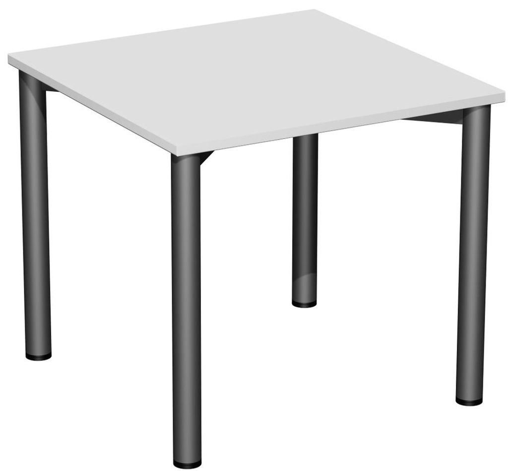 4 Fuß Flex Schreibtisch, gerade, verschiedene Größen und Farben, Farbe Nachbildung:Lichtgrau, Größe Tischplatte:80 x 80 cm, Gestellfarbe:Anthr...