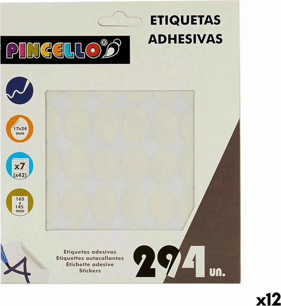 Etichette Pincello Bianco 17x24 mm | 12 Fogli Adesivi Multiuso