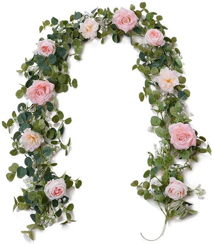 Bouquet de roses artificielles réalistes et eucalyptus décoratif
