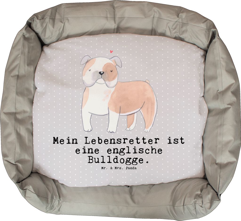Mr. & Mrs. Panda Komfortbett Englische Bulldogge Lebensretter - Grau Pastell - Geschenk, Geburtstag, Vatertag, Einweihungsgeschenk, Valentinstag, H...