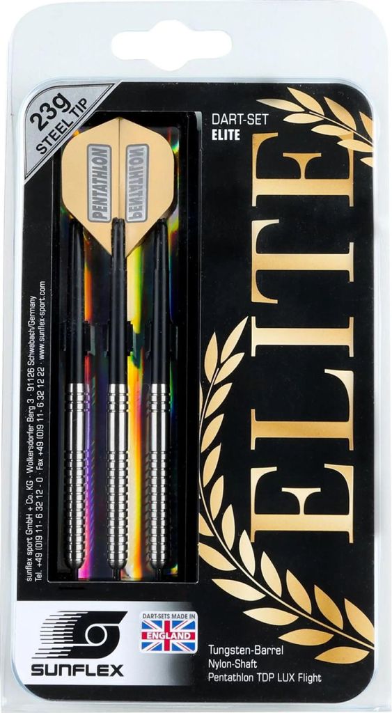 Dart-Set Elite, 3 Dartpfeile mit Metallspitzen, 23 Gramm