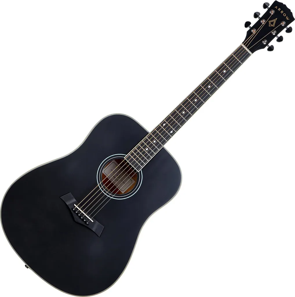 Guitare acoustique polyvalente Arrow Gold D Abyss Black pour jouer partout