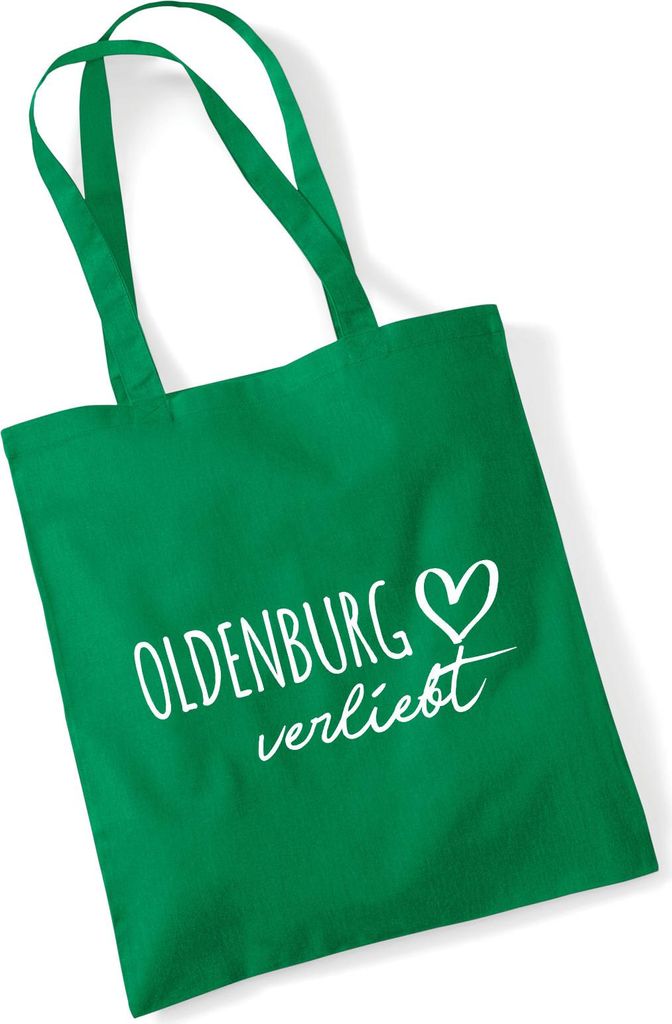Huuraa Jutebeutel Oldenburg verliebt 10 Liter Kelly Green Baumwolle Tasche Geschenkidee