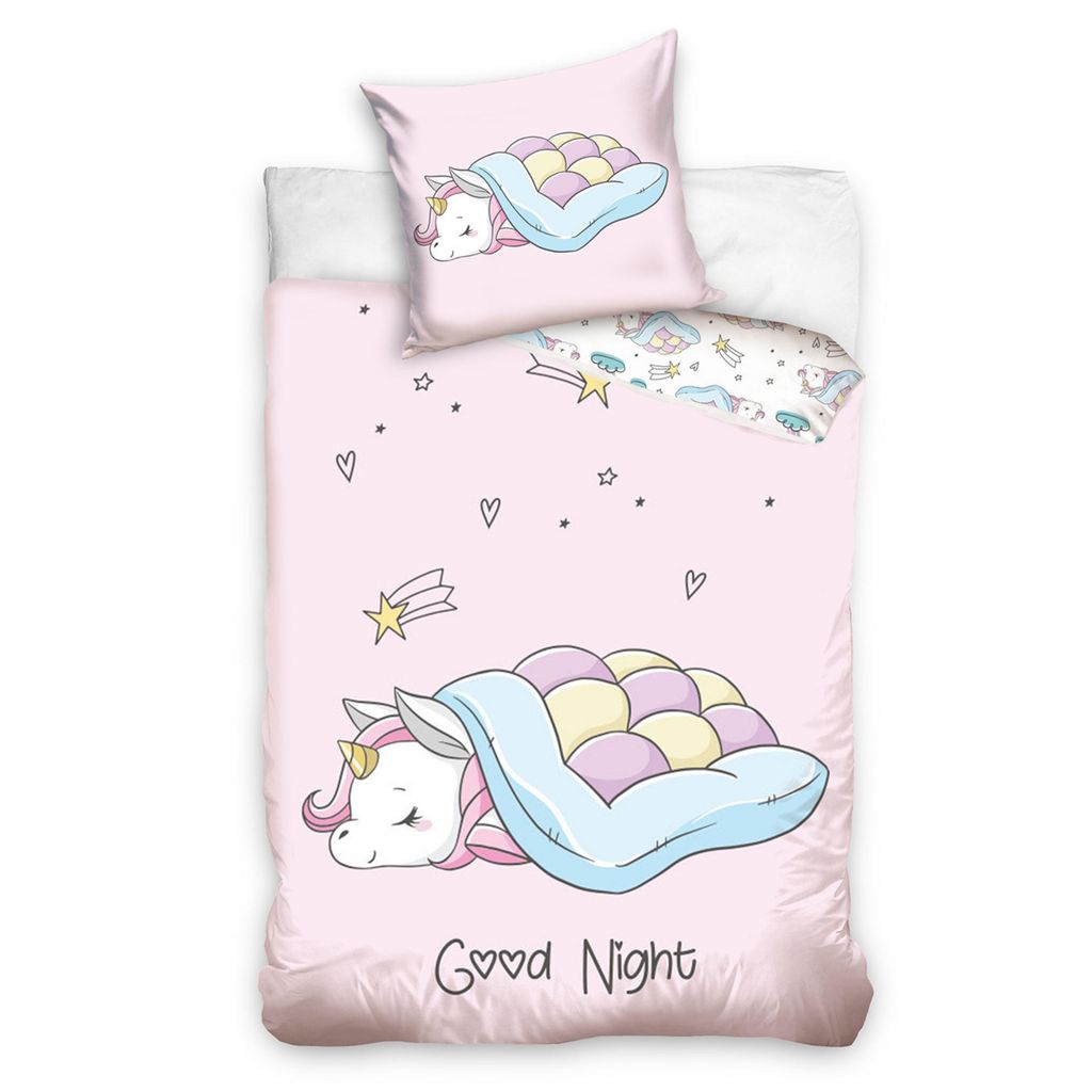 Linon Kinderbettwäsche Emoji Einhorn 135 x 200 cm Bettwäsche Bettbezug Bettzeug 