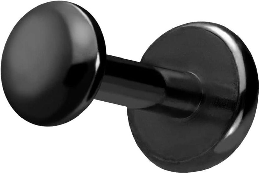 Ohrpiercing, Nasenpiercing Titan Labret mit Push Fit DISC Schwarz Stablänge: 6mm | Stabstärke: 1,2mm | Discgröße: 3mm