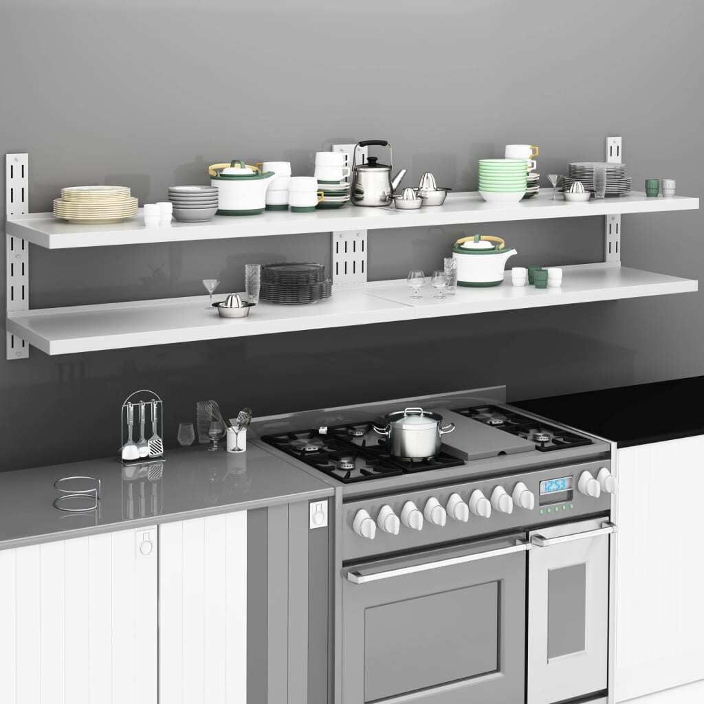 Maison Exclusive - Schweberegale mit 2 Böden 2 Stk. Edelstahl 240x30 cm