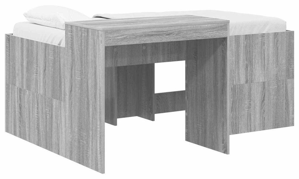 Hochbett mit Schreibtisch für Kinder Grau Sonoma Holzwerkstoff