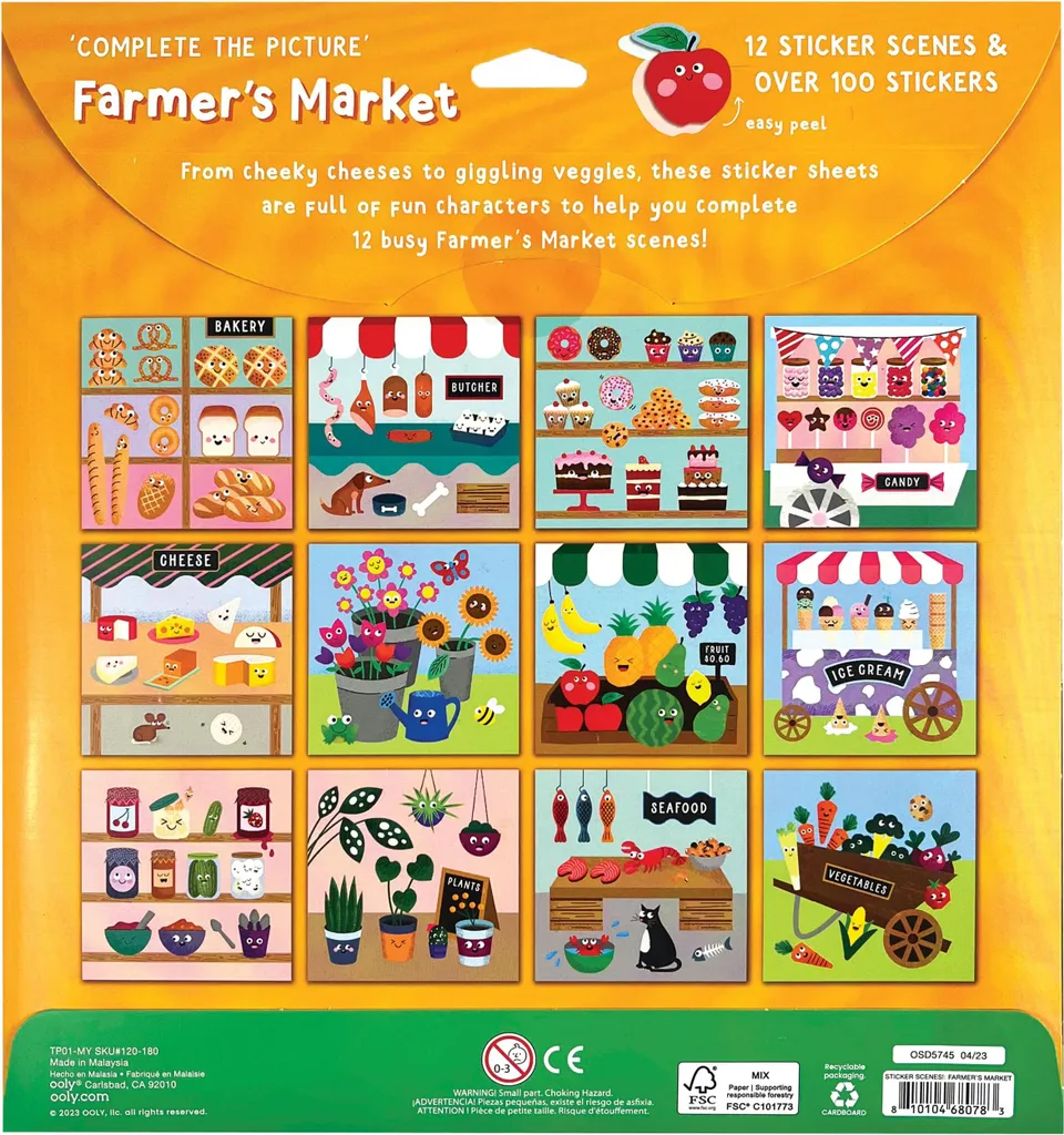 Kit de loisirs créatifs Farmer's Market avec autocollants Ooly enfantins