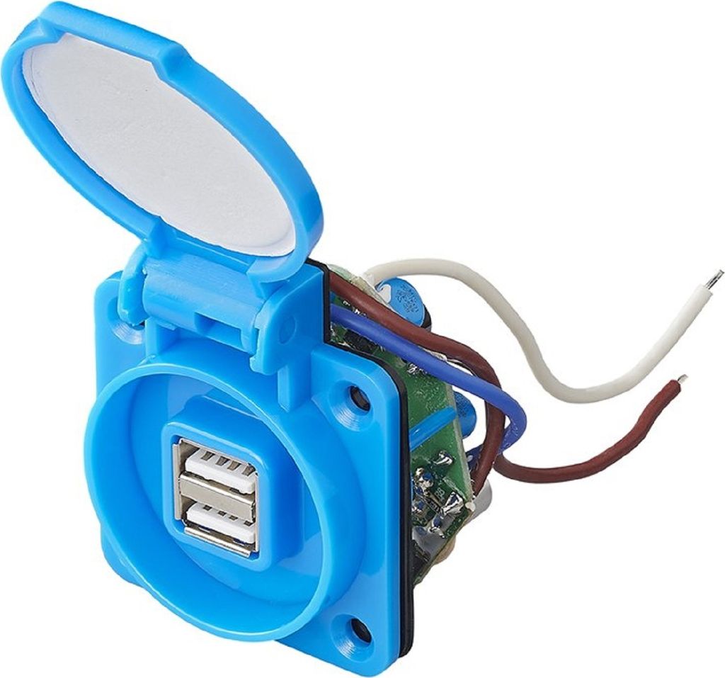 Einbausteckdose mit 2x USB 230VAC Einbau Steckdose DC 5V 2100mA IP44 Wohnmobil KFZ