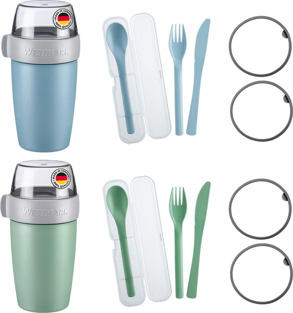 Westmark Müslibecher-Set To Go, blau + grün, WP0307AO Immagine del prodotto 