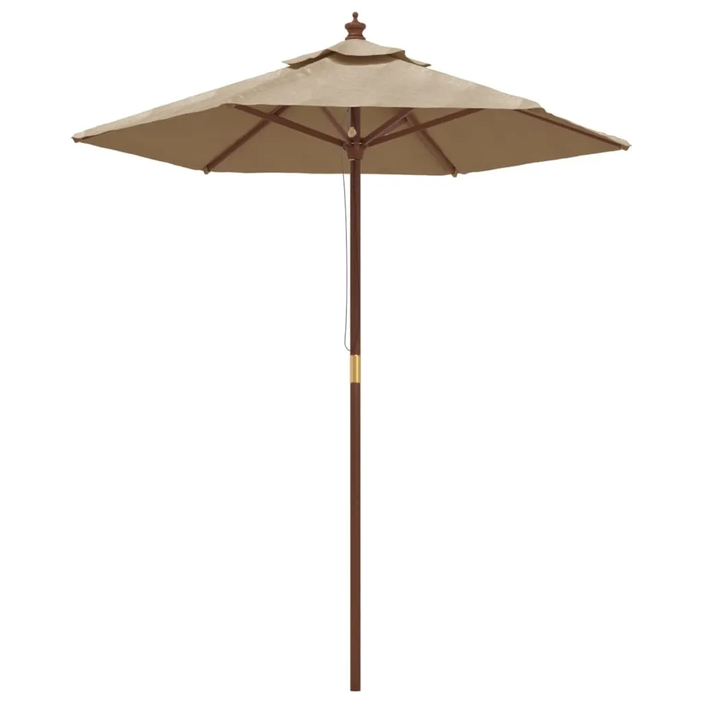 Parasol mât bois résistant 196x231 cm Taupe anti-UV pour l'extérieur