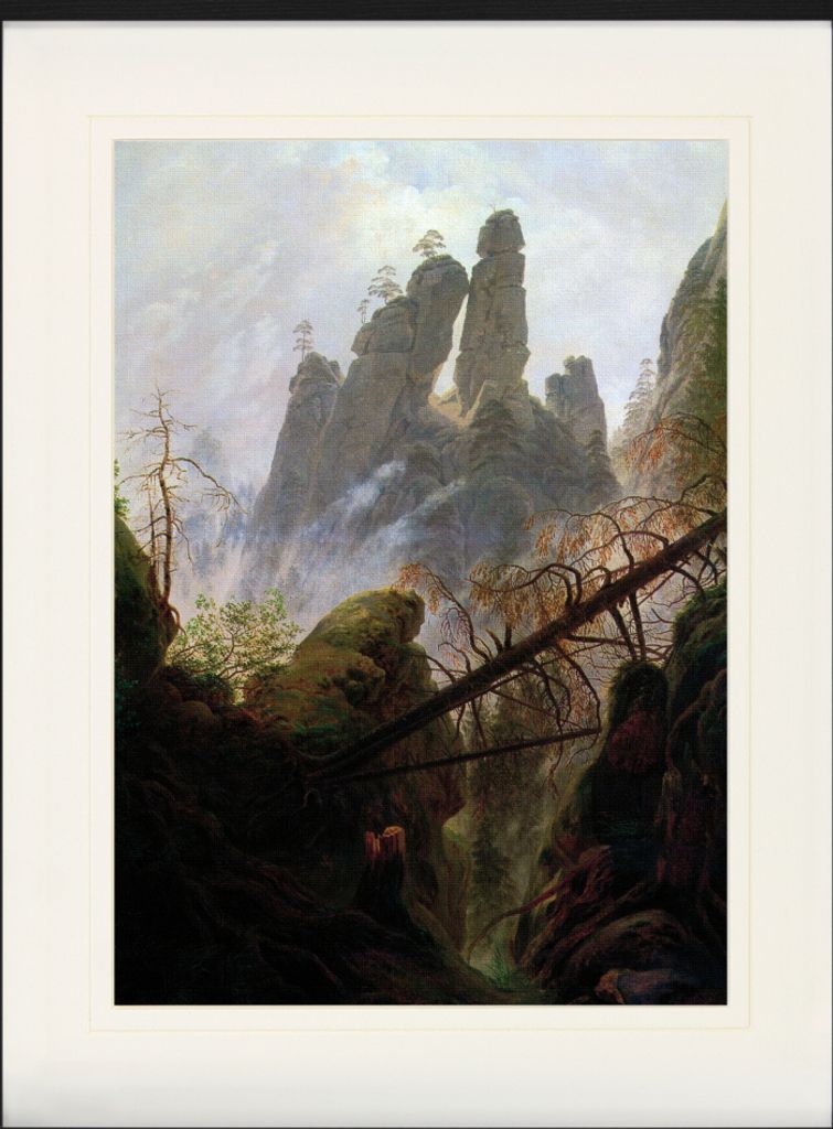 Caspar David Friedrich Gerahmtes Bild Mit Edlem Passepartout | Wand-Bilder | Im Bilderrahmen - Die Felsenschlucht, 1822-1823 (80 x 60 cm)