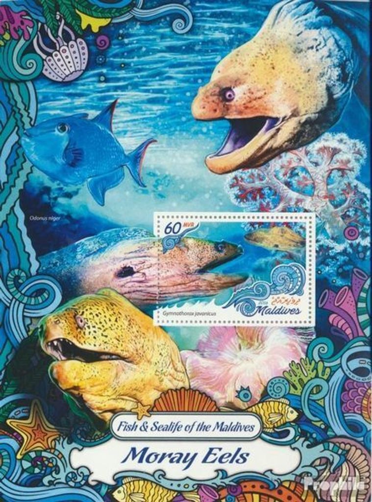 Briefmarken Malediven 2016 Mi Block 997 (kompl. Ausg.) postfrisch Muränen