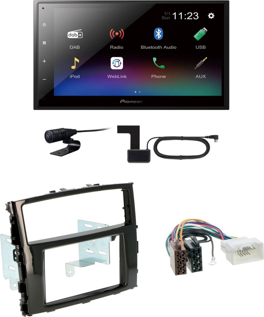 Pioneer DMH-A340DAB USB Bluetooth MP3 Einbauset für Mitsubishi Pajero ab 2015