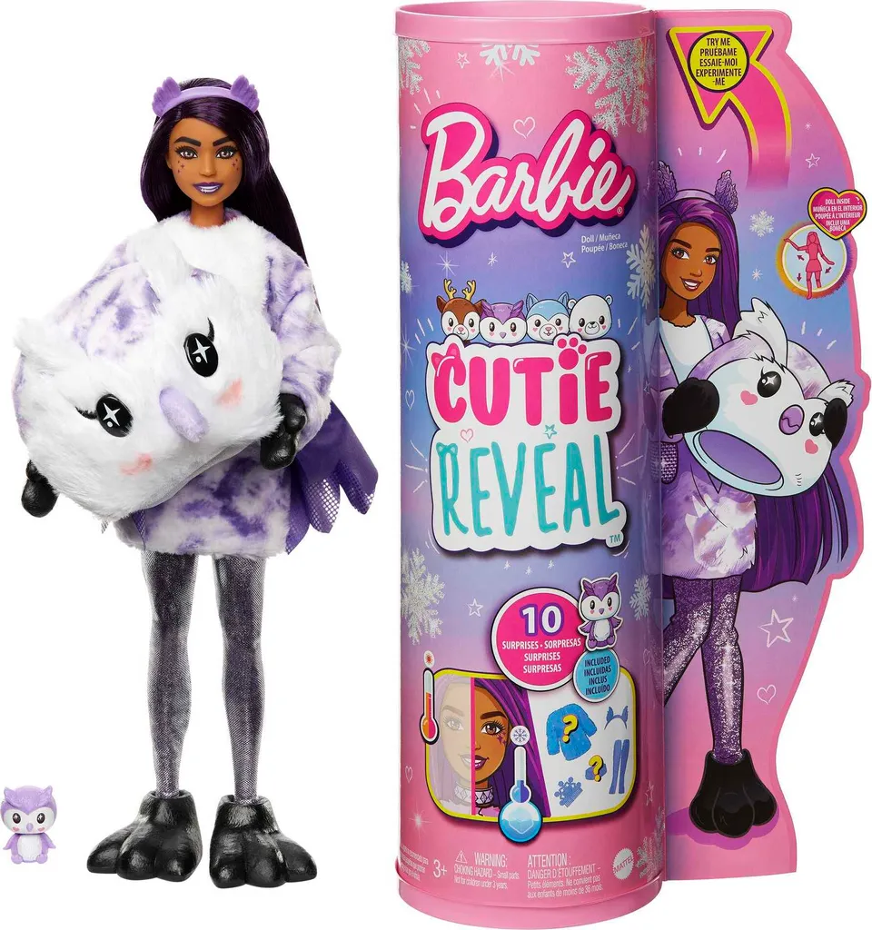 Barbie Cutie Reveal Poupée Flocon de Neige d'Hiver avec Déguisement