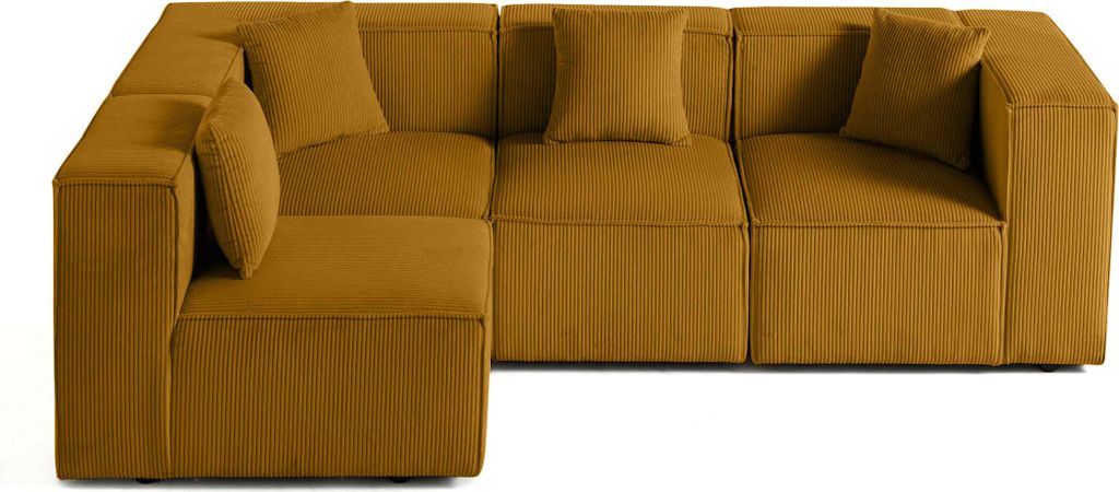 Lisa Design Arty - modulares Ecksofa links 5-Sitzer - Cord , Gelb
