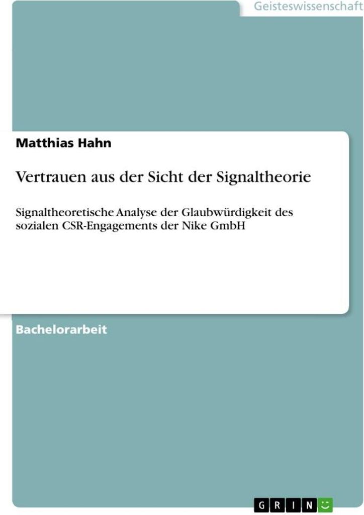 Vertrauen aus der Sicht der Signaltheorie