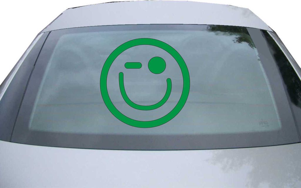 Indigos UG - Aufkleber Heckscheibe & Motorklappe DE2488 - grün - 600x600 mm - Zwinker - Smiley - Auto Scheiben Fenster Heckklappe Tuning Racing JD...