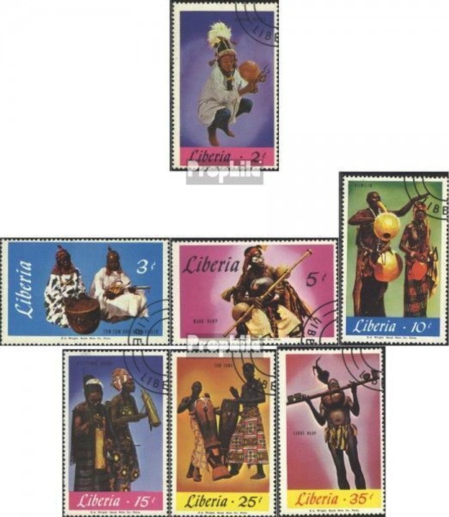 Briefmarken Liberia 1967 Mi 686-692 (kompl.Ausg.) gestempelt Musiker- und Musikinstrumente