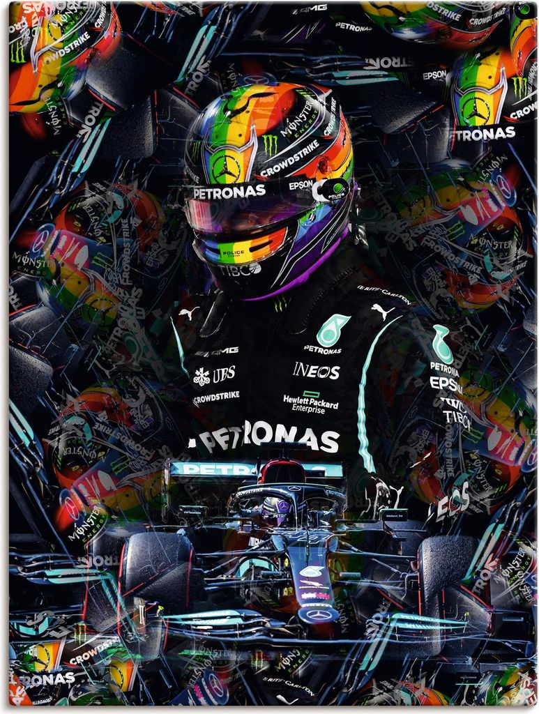 ARTland Leinwandbild Sir Lewis Hamilton Motorsportlegende Größe: 30x40 cm