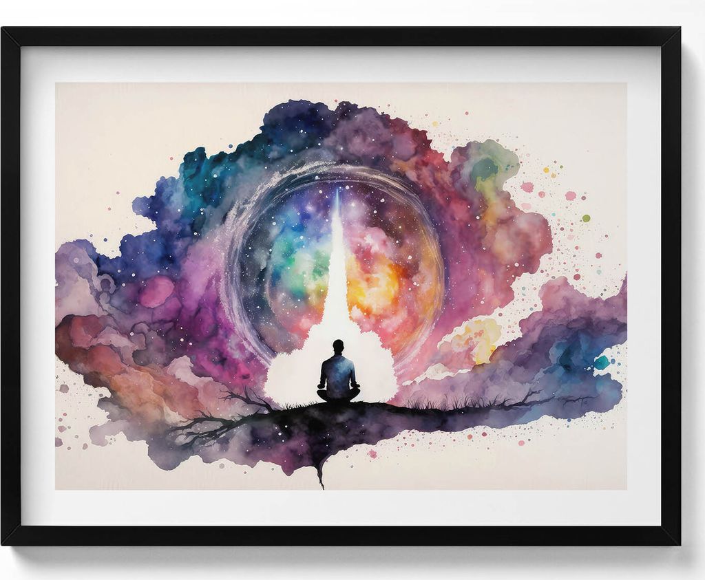 Lebensstil Meditation– Wandbild mit Rahmen – Gerahmtes Bild – Wanddekoration – 80x60 cm – Schwarz Rahmen