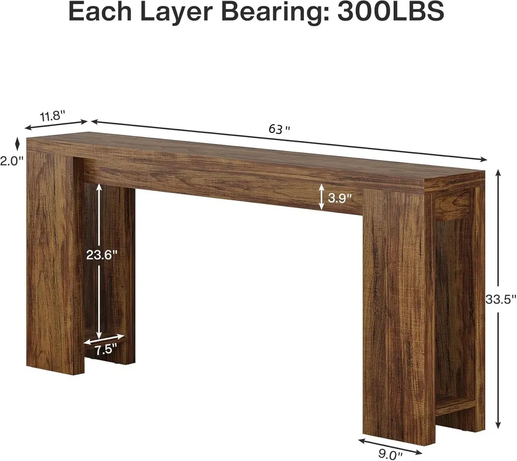 Table Console 160 cm Extra Longue - Console Fine en Métal et Bois Robuste - 2