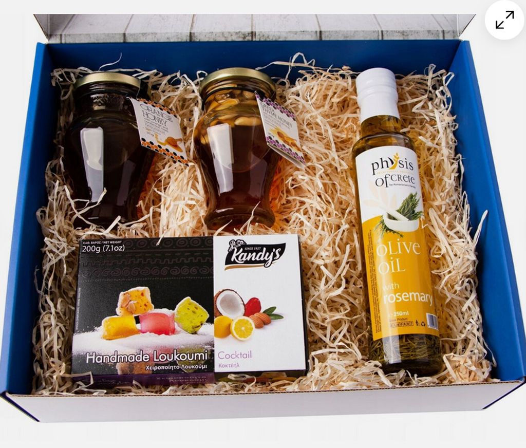 Geschenkset Griechenland Feinkostkorb mit Olivenöl, Honig Produktbild 