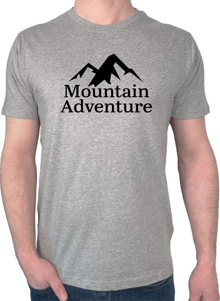 Huuraa Herren T-Shirt Mountain Adventure Berge XL Sport Grey Bio Baumwolle Fairtrade Herrenshirt Geschenkidee