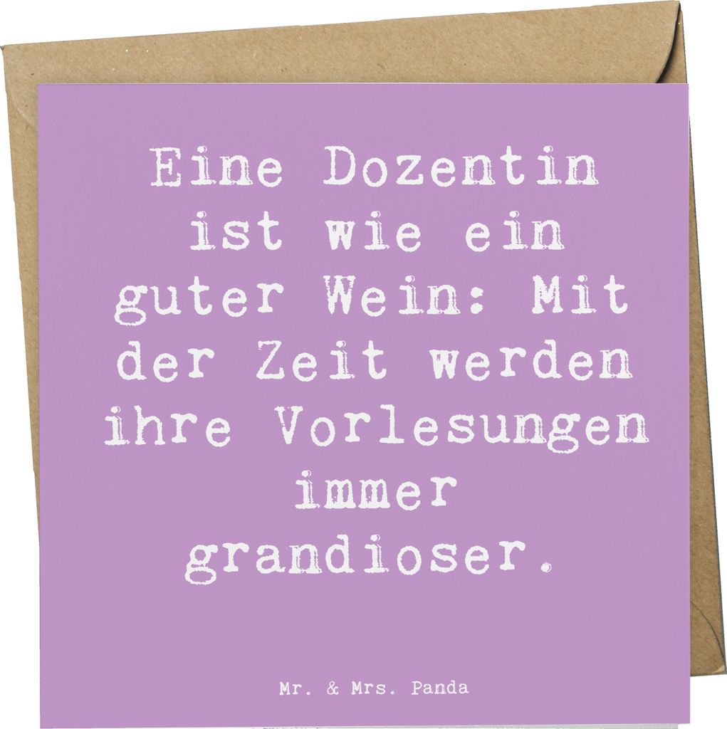 Mr. & Mrs. Panda Grußkarte Spruch Dozentin Genuss - Lavendeltraum - Geschenk, Dankbarkeit, Glückwunschkarte, doppelkarte, handgefertigte Geschenk...