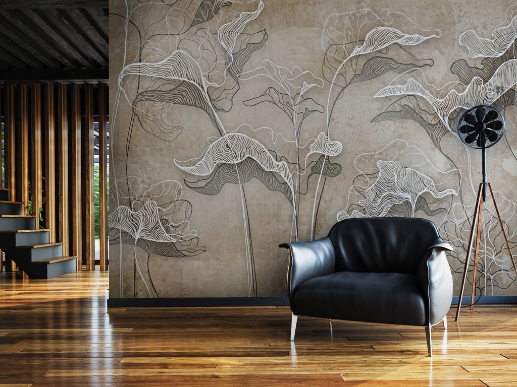 Vlies Fototapete Blätter 400x280 cm Tapeten Wandtapete XXL Natur Pflanze Botanik wie gemalt b-A-10365-a-a