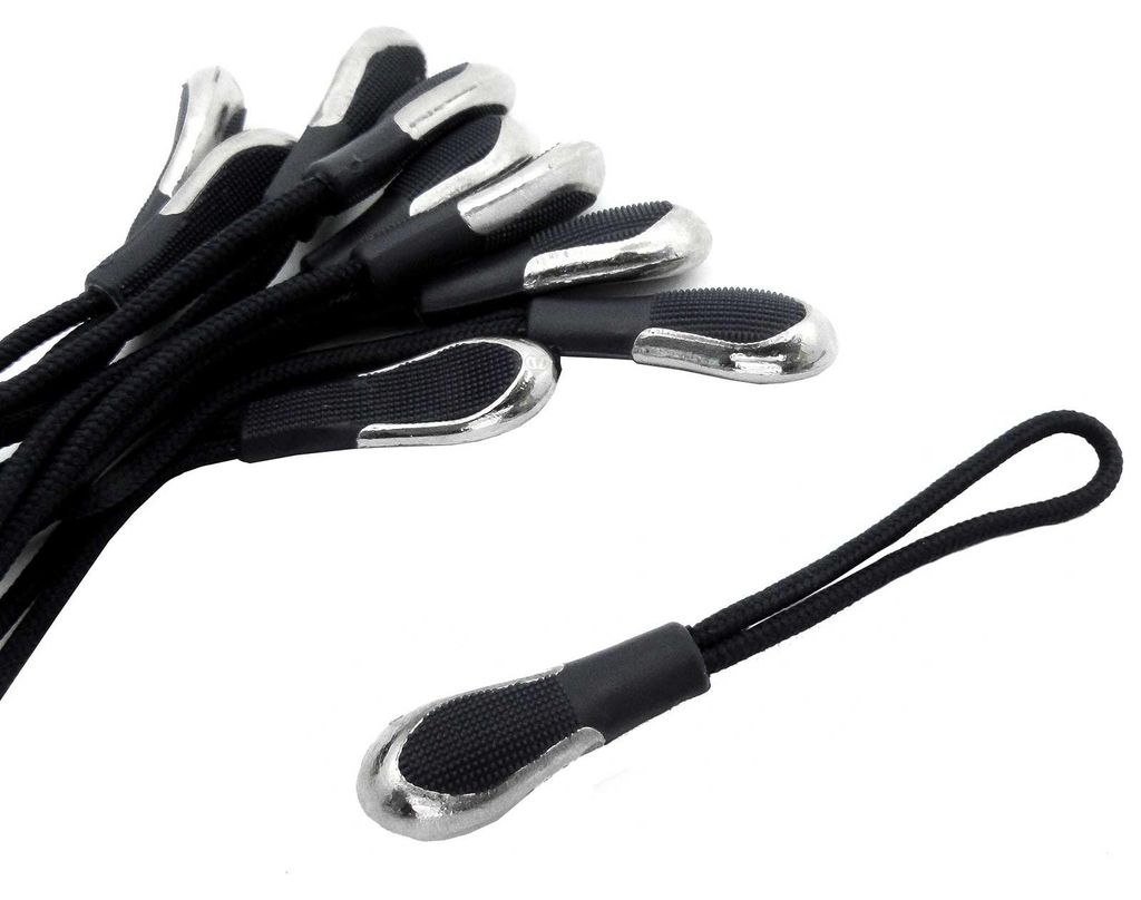 10 Zipper-Schlaufen Reißverschluss-Anhänger schwarz