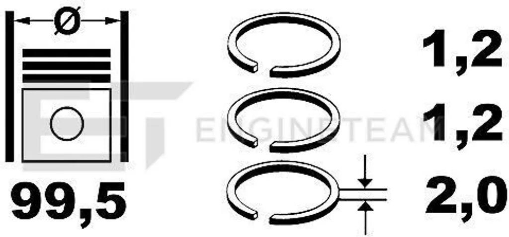 ET ENGINETEAM R4000700 Jeu de Segments de Piston pour Subaru Forester