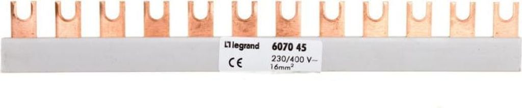 Anschlusssammelschiene 1P 80A 16mm2 Gabel (12 Module) BI1/16x12 607045