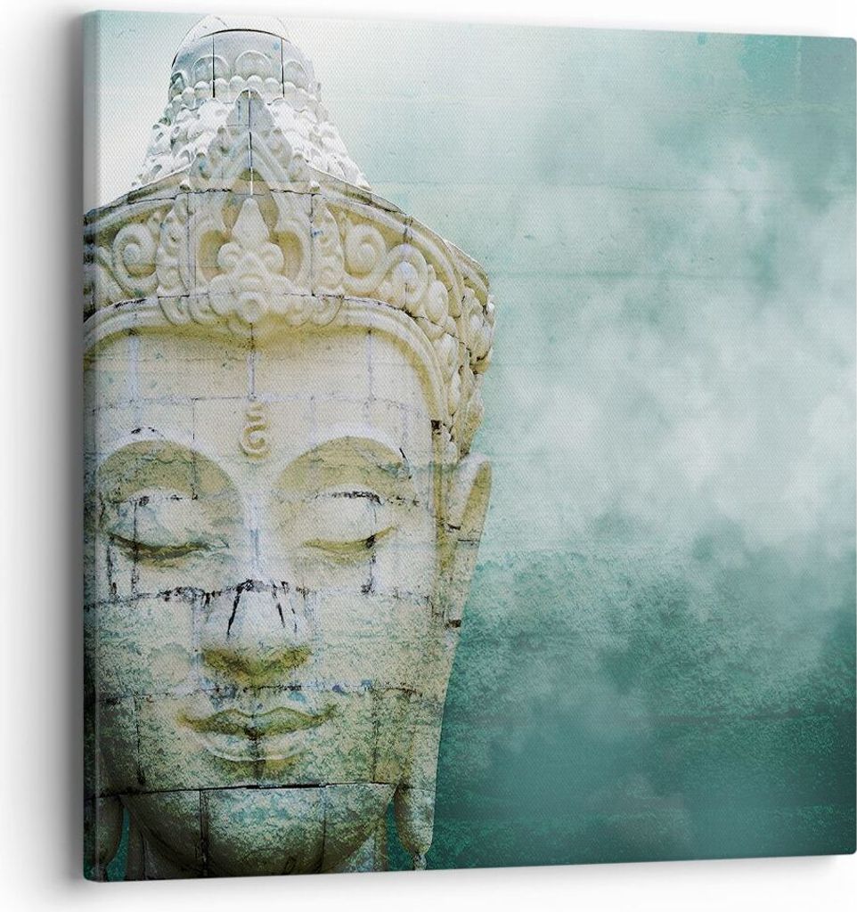 Bild auf Leinwand - Leinwandbild - Einteilig - Buddha Grafik Türkis - 40x40cm - Wand Bild - Wanddeko - Wandbilder - Leinwanddruck - Bilder - Wandd...