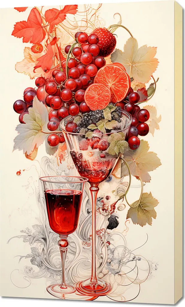 Quadro 60x100 cm Frullato di Frutta Rosso Sangue | Stampa Tela per Cucina