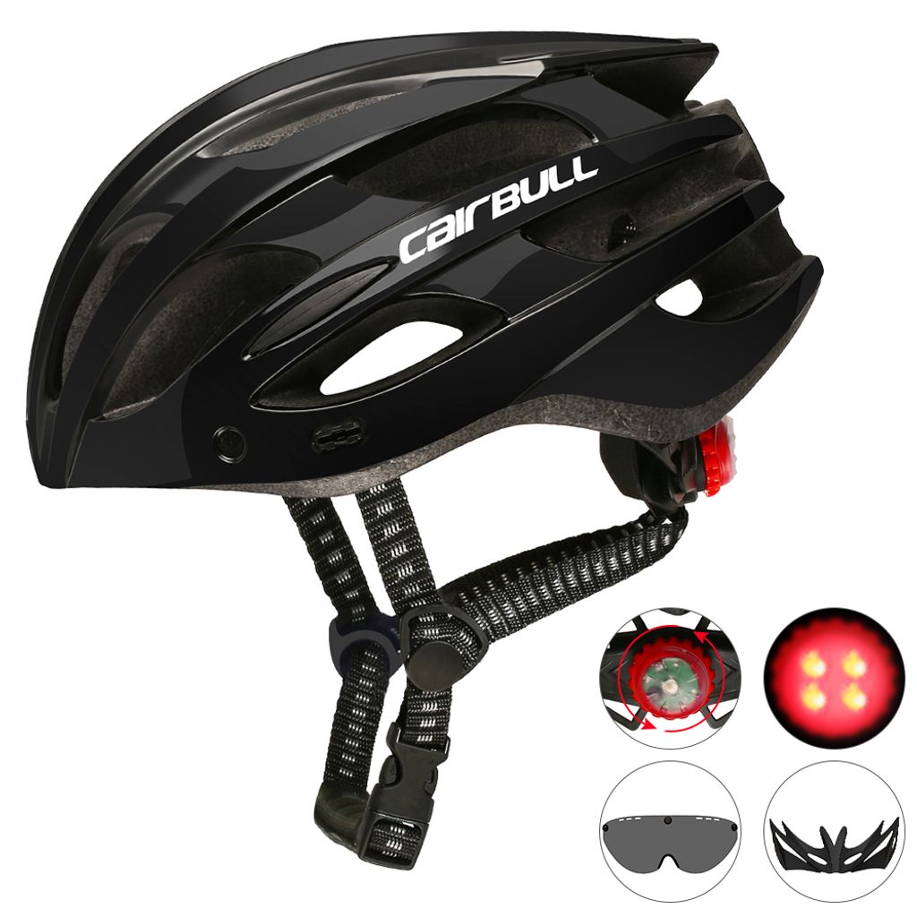 Radhelm Rennrad MTB Fahrradhelm mit Magnetic Schutzbrille Rücklicht Herren Damen 