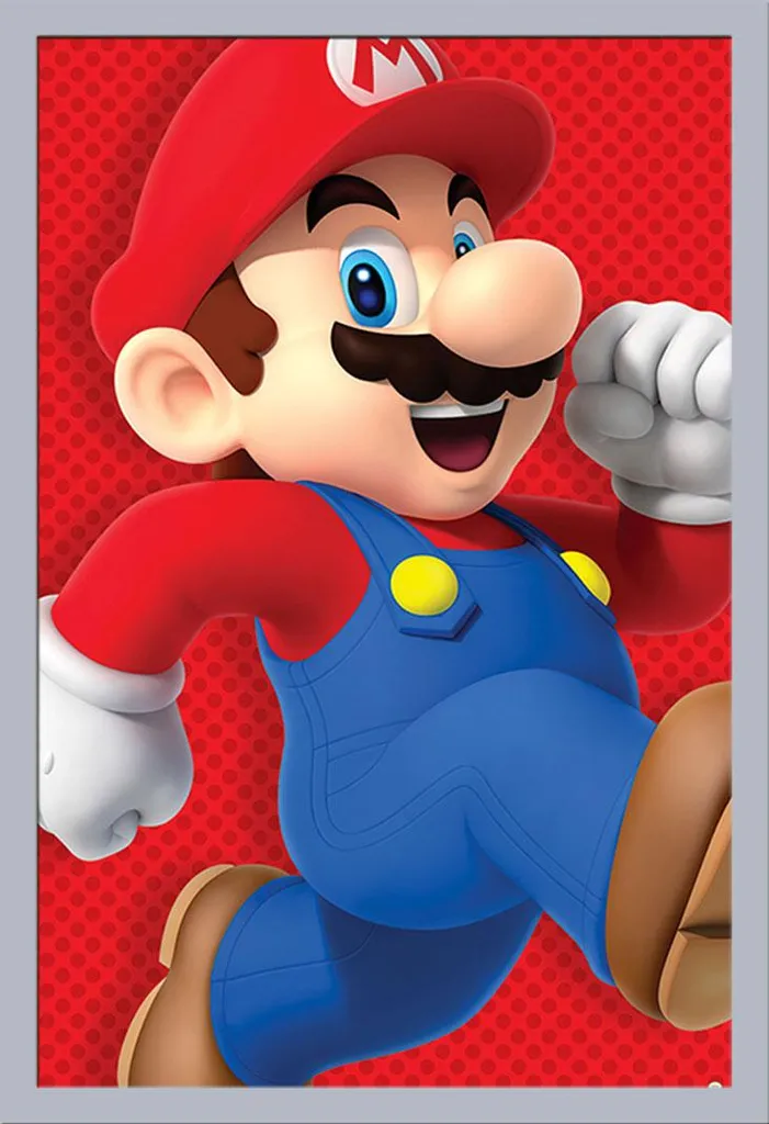 Quadro Super Mario Run Maxi Poster 61x91.5 Cornice Shinsuke Argento