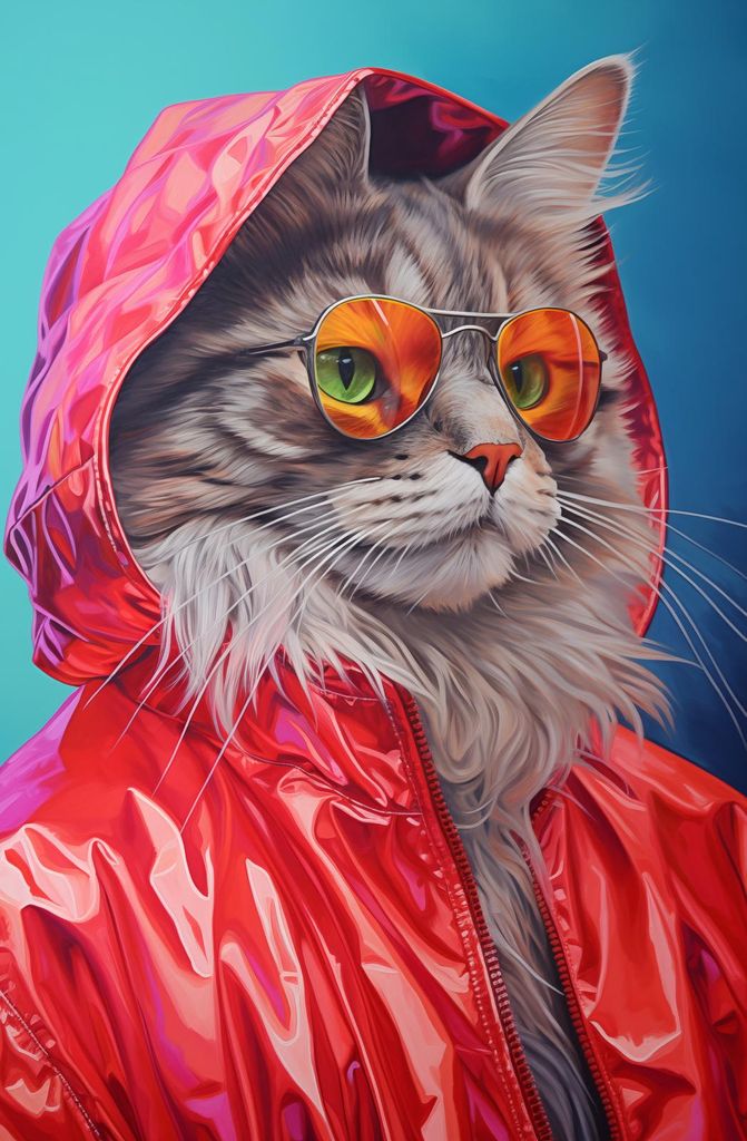 Plakat 56,6x86,4cm Katze im Stil