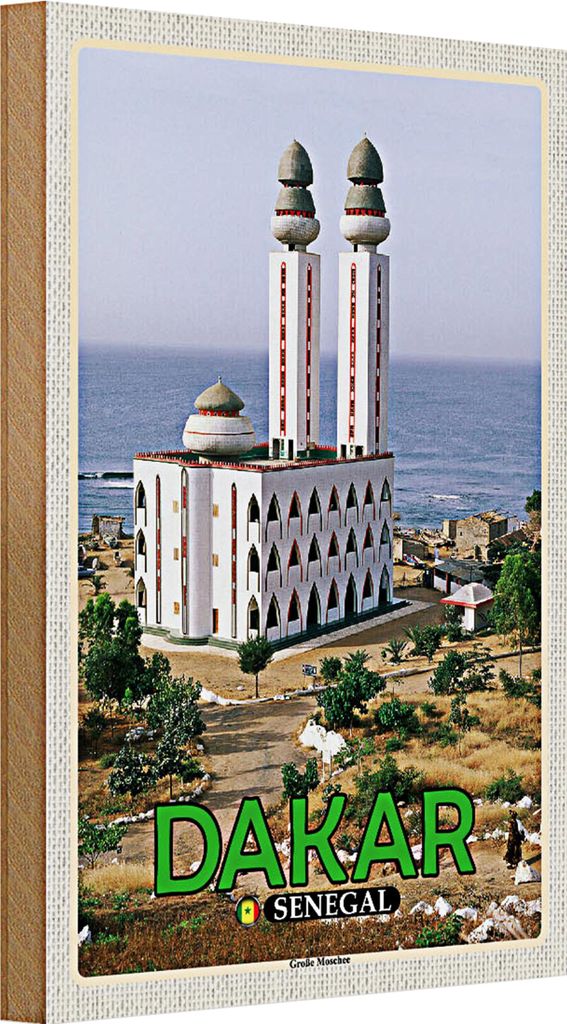 Holzschild Reise 20x30cm Dakar Senegal Große Moschee